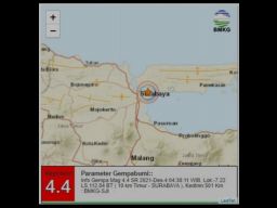 Gempa Magnitudo 4,4 Guncang Surabaya