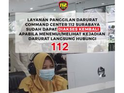 Sempat Terdampak Kebakaran Gedung Cyber, Layanan 112 Surabaya Kembali Normal