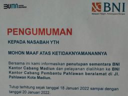 7 Karyawan Terkonfirmasi Covid-19, BNI Madiun Tutup Sementara