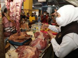 Khofifah Sebut Harga Daging Sapi di Jatim Terpantau Normal