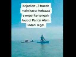 Viral 3 Bocah Naik Kasur hingga Tengah Laut