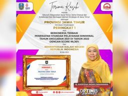 Jatim Peringkat Satu Provinsi Berkinerja Terbaik Penerapan SPM, Skor 99,36%