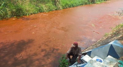 Miris! Air Sungai Desa Tanggalrejo Jombang Berwarna Merah Kecoklatan