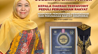 Gubernur Khofifah Dinobatkan Sebagai Kepala Daerah Peduli Perumahan Rakyat
