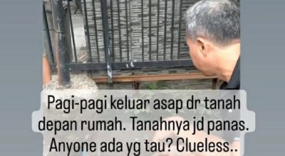 Tanah Berasap di Sedati Sidoarjo, saat Digali Asap Kian Tebal