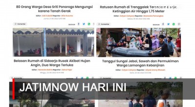 Jatimnow Hari Ini: Jawa Timur Masih Waspada Bencana Hidrometeorologi