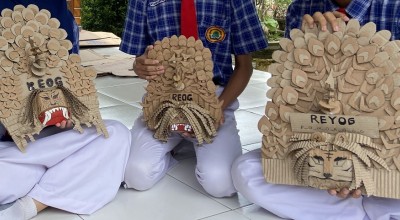 Belajar dari YouTube, Siswa SMAN 1 Pulung Ponorogo Buat Miniatur Reog Kardus