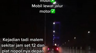 Hiii... Mobil Misterius Tertangkap Kamera Masuk Jalur Motor Jembatan Suramadu