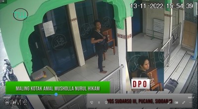 Aksi Pembobolan Kotak Amal Musala di Sidoarjo Terekam CCTV, Ini Tampangnya