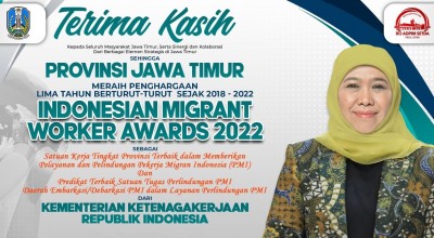 Pemprov Jatim Raih Predikat Layanan dan Perlindungan PMI Terbaik dari Kemenaker