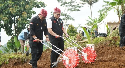Momen Mas Dhito Tanam Kelapa Genjah di Kediri Bareng Mentan