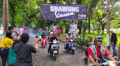 Ratusan Komunitas Serbu Srawung Vespa di Kota Tua Jember
