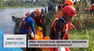 Video: Pria Terjun dari Jembatan Semampir Kediri Ditemukan Nyangkut