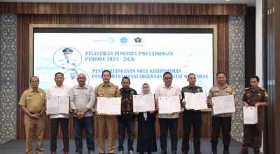 PWI Lamongan Resmi Dilantik, Tawarkan Solusi Cegah Penyalahgunaan Profesi Wartawan