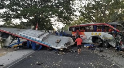 Bus Eka dan Sugeng Rahayu Tabrakan di Ngawi, Gegara Hindari Penyeberang Jalan