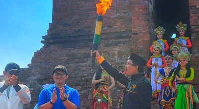 Kirab Api Abadi Porprov VIII Jatim 2023 Dimulai dari Situs Sejarah Sidoarjo Candi Pari