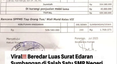 Viral Tarikan Sumbangan SMP Negeri di Ponorogo, Ada Dana untuk Beli Innova!