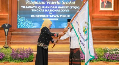 Lepas 50 Kafilah, Khofifah Optimis Jawa Timur Juara Umum STQH Nasional XXVII