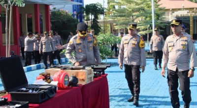 Polres Bangkalan Cek Almatsus untuk Pengamanan Jelang Pemilu