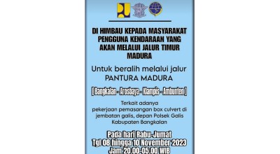 Jelang Pemasangan Box Culvert, Jalur Bangkalan - Sampang Dialihkan ke Pantura