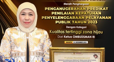 Pemprov Jatim Raih Penghargaan Ombudsman RI, Predikat Kualitas Tertinggi