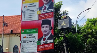 Satpol PP Kota Malang Terjunkan Kendaraan Tangga Hidrolik Tertibkan APK