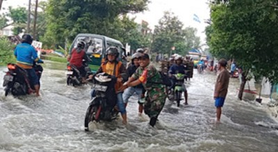5 Desa di Benjeng Gresik Tergenang Banjir Luapan Kali Lamong