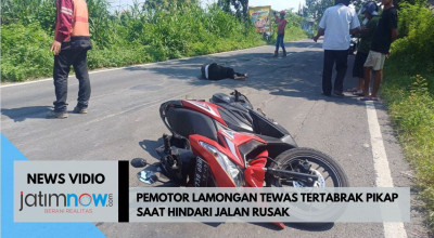 Video: Pemotor Lamongan Tewas Tertabrak saat Hindari Jalan Rusak