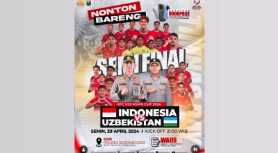 Polres Bojonegoro Gelar Nobar Semifinal Timnas Indonesia, Ada Doorprizenya lho!