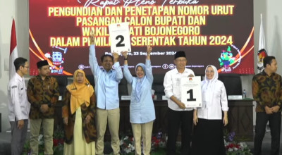 Nomor Paslon Bupati - Wabup Bojonegoro: Teguh - Farida 1 dan Wahono - Nurul 2