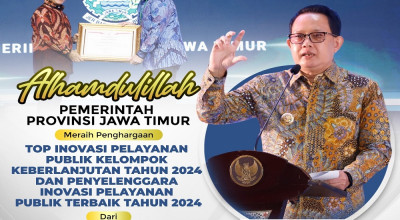 Pemprov Jatim Raih 2 Penghargaan Top Inovasi Pelayanan Publik di 2024