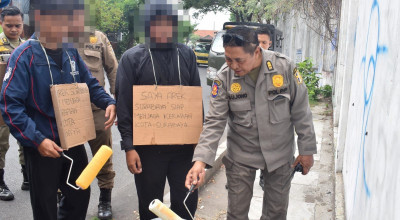 2 Pelaku Vandalisme di Surabaya Ditangkap, Sanksine Isin-isini