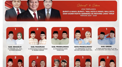 Gerindra Klaim Menang di 33 Pilkada Jatim, 10 Kader Sendiri