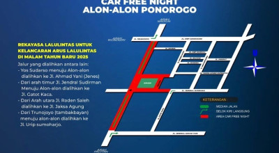 Ini Rekayasa Lalu Lintas pada Malam Tahun Baru di Ponorogo, CFN Digelar Tentatif