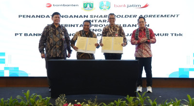 Lanjutkan Proses KUB, Bank Jatim dan Banten Teken Shareholder Agreement