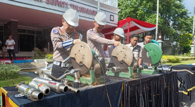 Ratusan Knalpot Brong di Tulungagung dan Lamongan Dimusnahkan