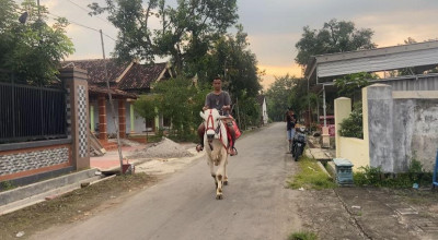 Ngabuburit Unik, Pemuda di Ponorogo Tunggangi Sapi untuk Beli Takjil
