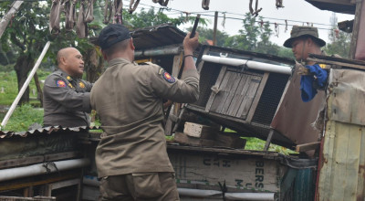 Berantas Judi Merpati, Satpol PP Surabaya Bongkar Bekupon di TPU Rangkah