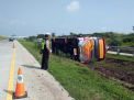 Bus Berpenumpang 63 Siswa SD Terguling di Tol Pasuruan, Ini Pemicunya