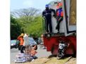 Viral Video Kereta Api Gilas Motor Parkir Sembarangan di Kota Malang