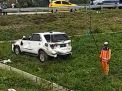 Mobil Fortuner Ringsek Tabrak Pembatas Jalan Tol Madiun