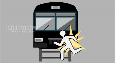 Diduga Tabrakkan Diri ke KA, Pria Tak Dikenal Terseret 100 M