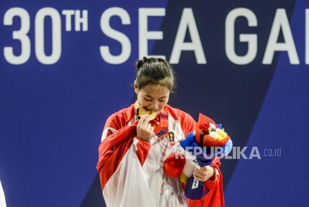 Lifter Putri Indonesia Windy Cantika Aisah (Foto: Republika/Putra M. Akbar)
