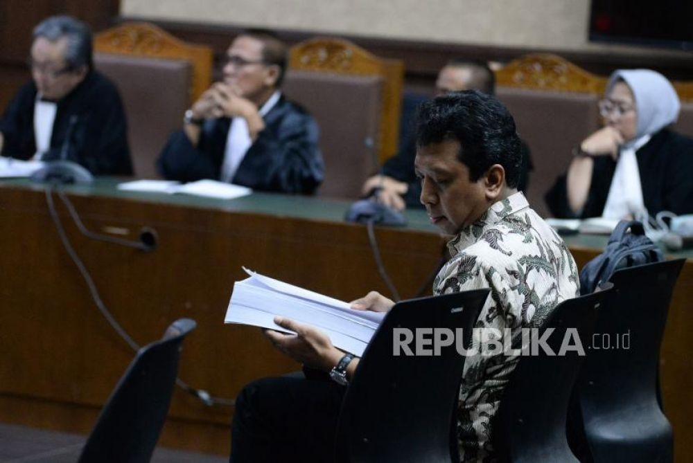 Terdakwa Romahurmuziy saat menjalani sidang tuntutan di Pengadilan Tipikor, Jakarta, Senin (6/1). (Foto: Republika/Prayogi)