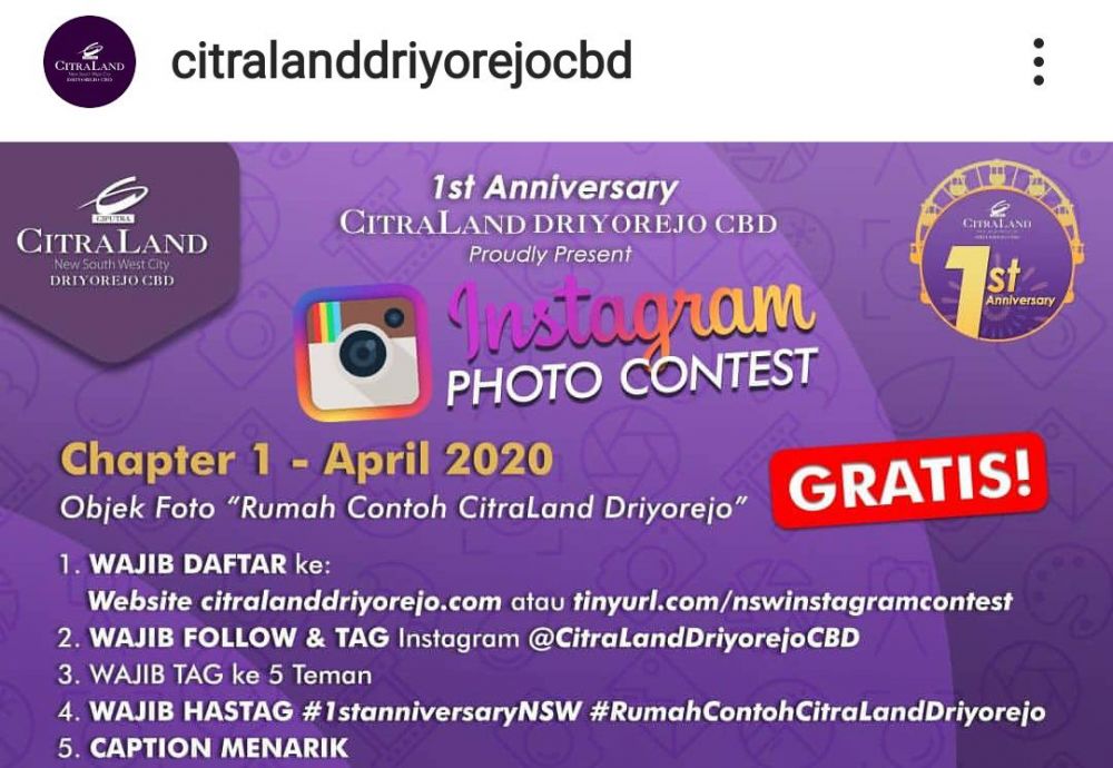 Capture Instagram lomba foto 'Rumah Contoh CitraLand Driyorejo'