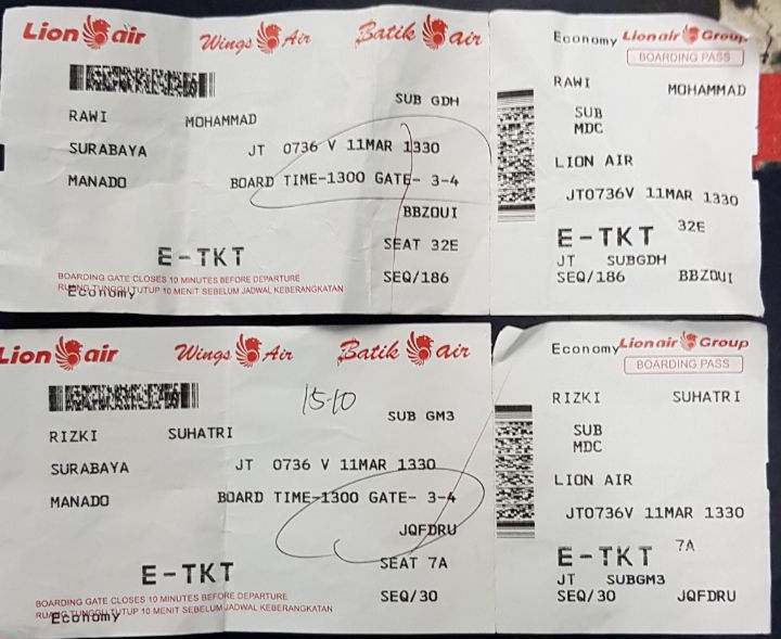Tiket pesawat milik Aspidsus Kejati Sulut M Rawi.