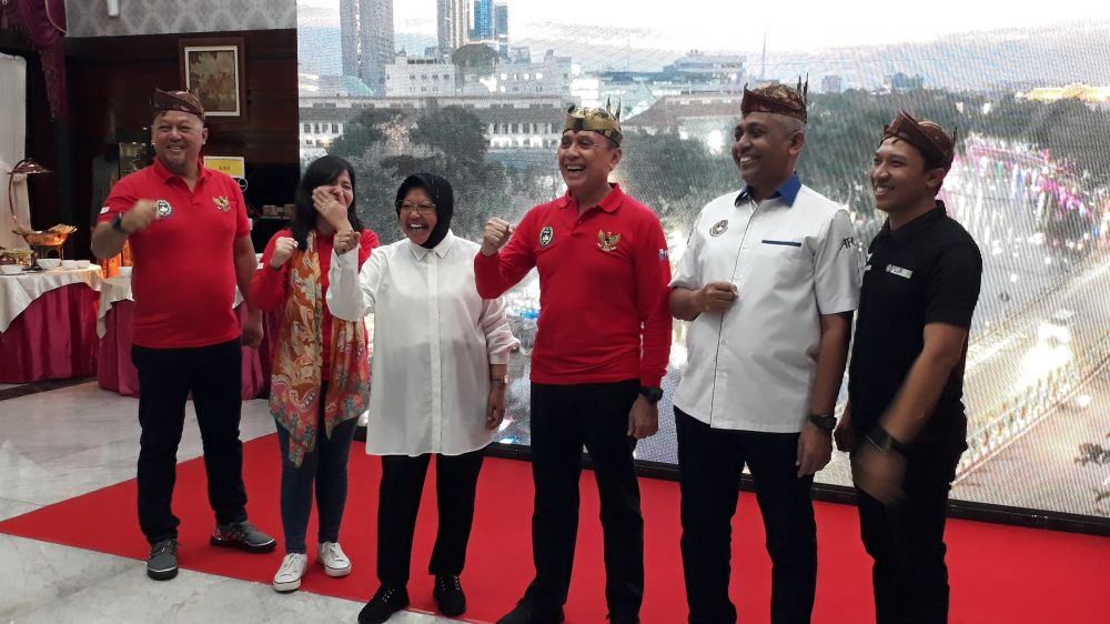 Pertemuan Ketum PSSI, Sekjen PSSI dan Wali Kota Surabaya Tri Rismaharini di rumah dinas Jalan Sedap Malam