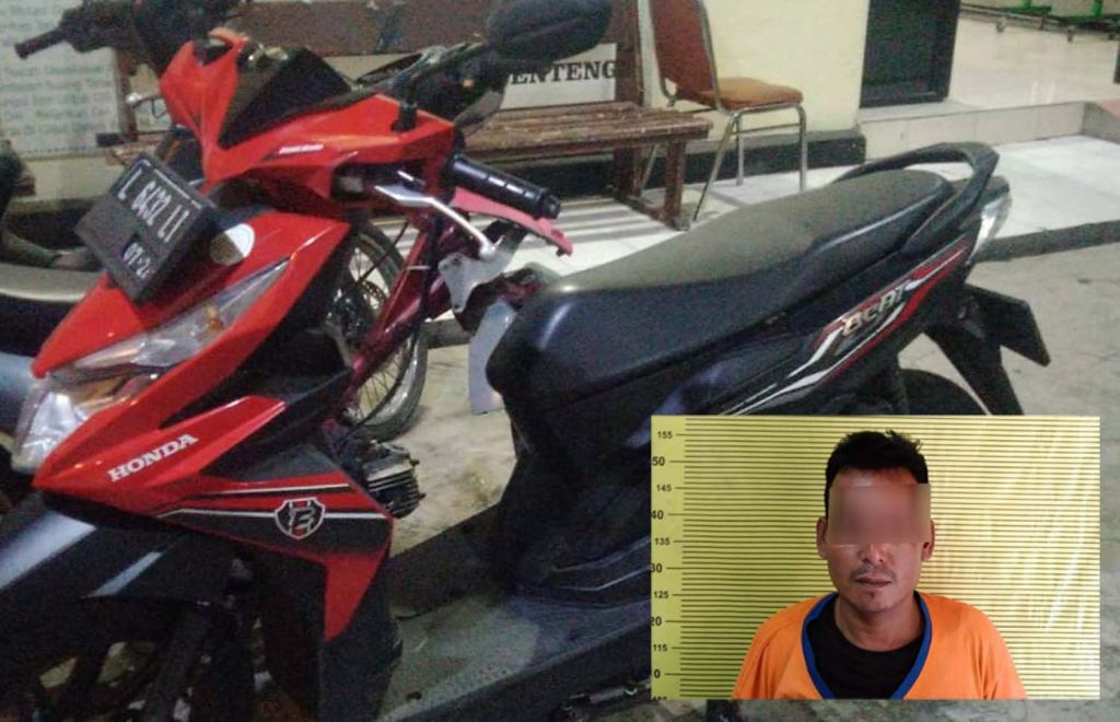 Kolase penadah dan motor curian yang dibelinya diamankan di Mapolsek Genteng, Surabaya