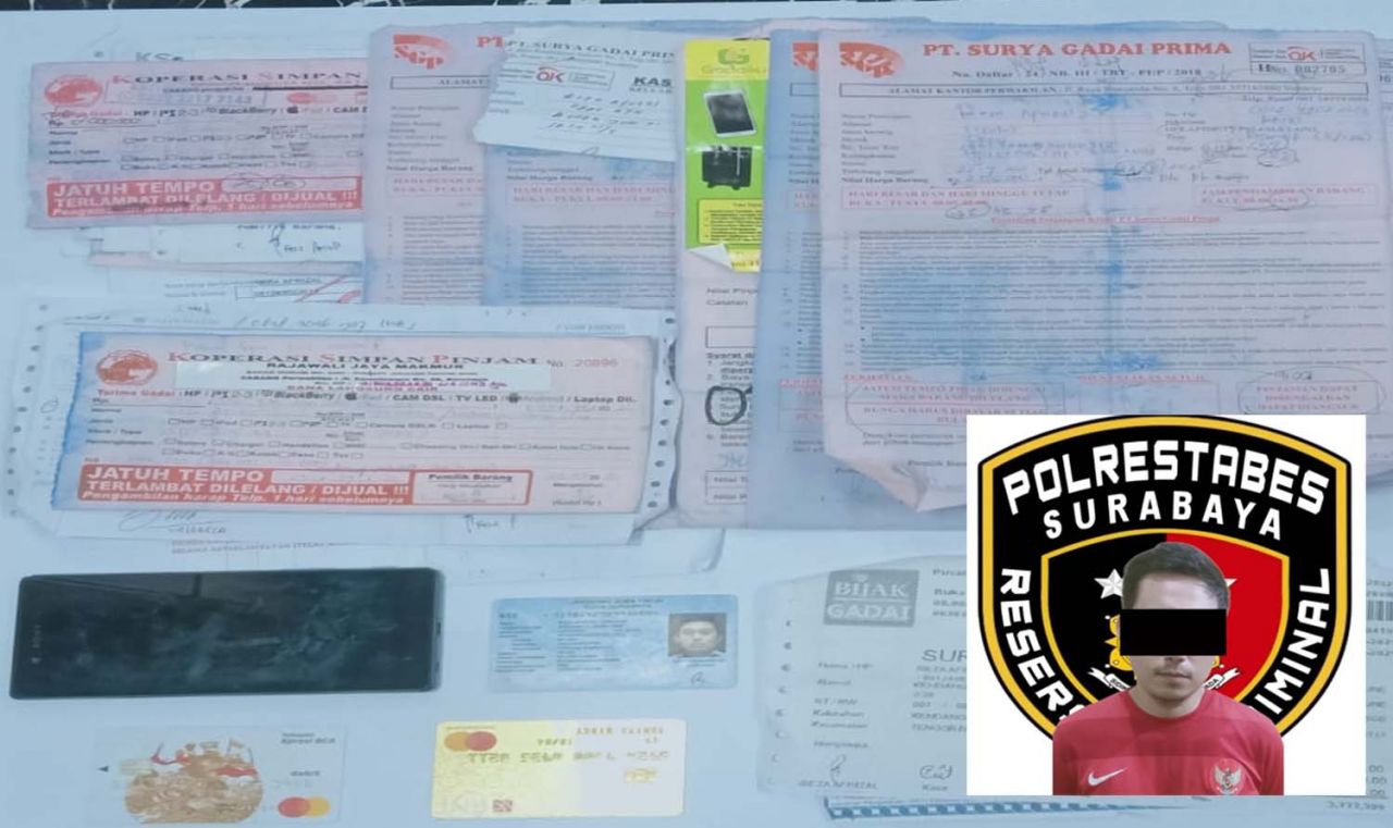 Kolase biang kerok raibnya 30 ponsel dan barang bukti kejahatannya diamankan di Polrestabes Surabaya