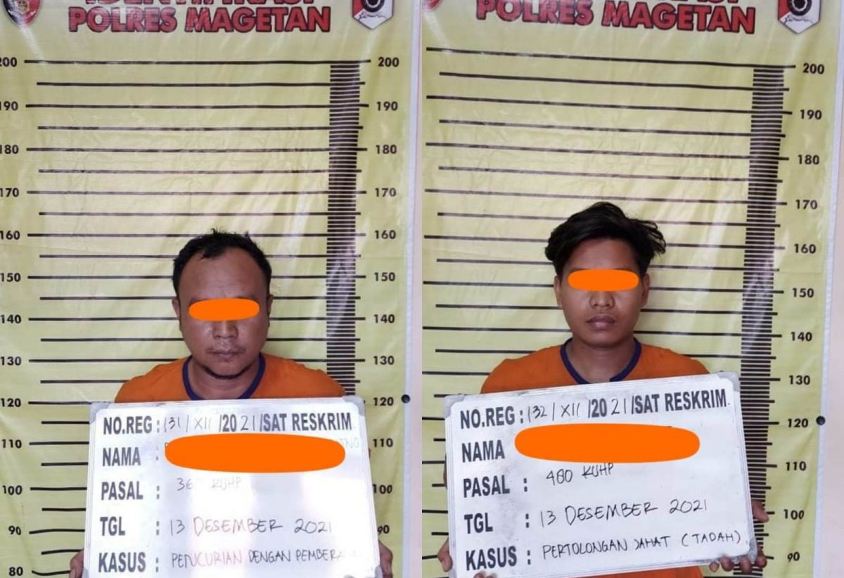 Dua pelaku yang berhasil diringkus polisi. (Foto: Humas Polres Magetan/jatimnow.com)